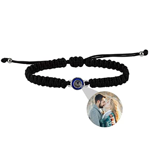 Personalisierte Foto Armband Einstellbar Projektionsarmband mit Bild im Stein Ich Liebe Dich Armband 100 Sprachen für Herren Damen Rund kugel Paar Freundschaft Armbänder Weihnachten Denkmal Geschenk von Liskanap