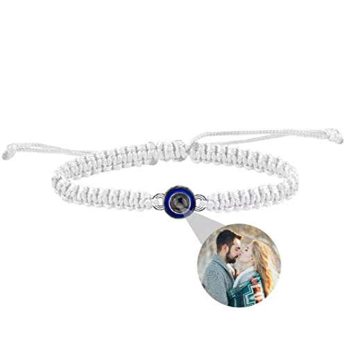 Personalisierte Foto Armband Einstellbar Projektionsarmband mit Bild im Stein Ich Liebe Dich Armband 100 Sprachen für Herren Damen Rund kugel Paar Freundschaft Armbänder Weihnachten Denkmal Geschenk von Liskanap