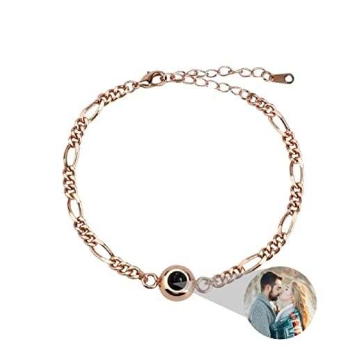 Personalisierte Foto Armband Einstellbar Rund Projektion Armband mit Bild im Stein Edelstahl Ich Liebe Dich Armband 100 Sprachen für Damen Denkmal Weihnachten Freundschaft Geschenk von Liskanap