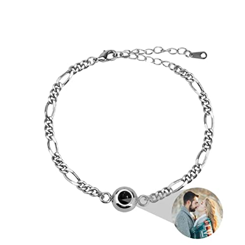 Personalisierte Foto Armband Einstellbar Rund Projektion Armband mit Bild im Stein Edelstahl Ich Liebe Dich Armband 100 Sprachen für Damen Denkmal Weihnachten Freundschaft Geschenk von Liskanap