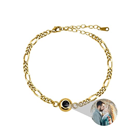 Personalisiertes Foto Armband Einstellbar Rund Projektion Mit Bild im Stein Edelstahl Ich Liebe Dich 100 Sprachen für Damen Denkmal Weihnachten Freundschaft Geschenk von Liskanap