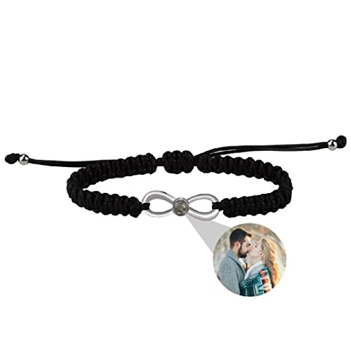 Personalisierte Foto Armband Infinity Unendlichkeit Projektion Armband mit Bild im Stein Einstellbar Ich Liebe Dich Armband 100 Sprachen für Damen Herren Paar Freundschaft Weihnachten Geschenk von Liskanap