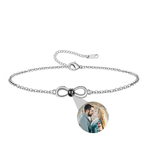 Personalisierte Foto Armband Infinity Unendlichkeit Projektion Armband mit Bild im Stein Ich Liebe Dich Armband 100 Sprachen für Damen Herren Paar Freundschaft Weihnachten Geschenk Silber Gold von Liskanap