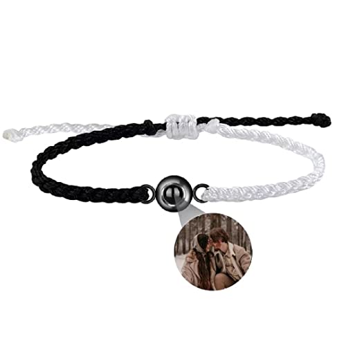 Personalisierte Foto Armband Projektionsarmband mit Bild im Stein Leder Projektion Armband Ich Liebe Dich Armband 100 Sprachen für Damen Herren Runde kugel Denkmal Freundschaft Schmuckgeschenk von Liskanap