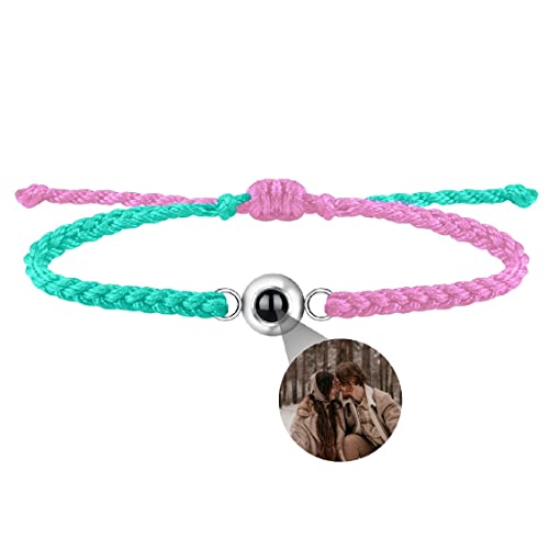 Personalisierte Foto Armband Projektionsarmband mit Bild im Stein Leder Projektion Armband Ich Liebe Dich Armband 100 Sprachen für Damen Herren Runde kugel Denkmal Freundschaft Schmuckgeschenk von Liskanap