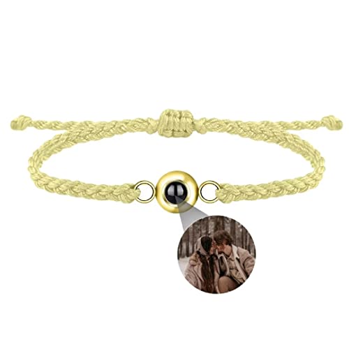 Personalisierte Foto Armband Projektionsarmband mit Bild im Stein Leder Projektion Armband Ich Liebe Dich Armband 100 Sprachen für Damen Herren Runde kugel Denkmal Freundschaft Schmuckgeschenk von Liskanap