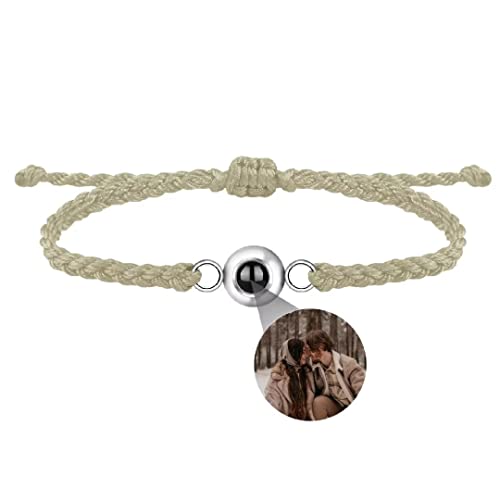 Personalisierte Foto Armband Projektionsarmband mit Bild im Stein Leder Projektion Armband Ich Liebe Dich Armband 100 Sprachen für Damen Herren Runde kugel Denkmal Freundschaft Schmuckgeschenk von Liskanap