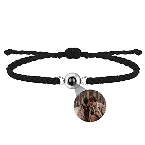 Personalisierte Foto Armband Projektionsarmband mit Bild im Stein Leder Projektion Armband Ich Liebe Dich Armband 100 Sprachen für Damen Herren Runde kugel Denkmal Freundschaft Schmuckgeschenk von Liskanap