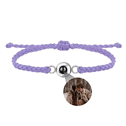 Personalisierte Foto Armband Projektionsarmband mit Bild im Stein Leder Projektion Armband Ich Liebe Dich Armband 100 Sprachen für Damen Herren Runde kugel Denkmal der Liebe Schmuckgeschenk von Liskanap