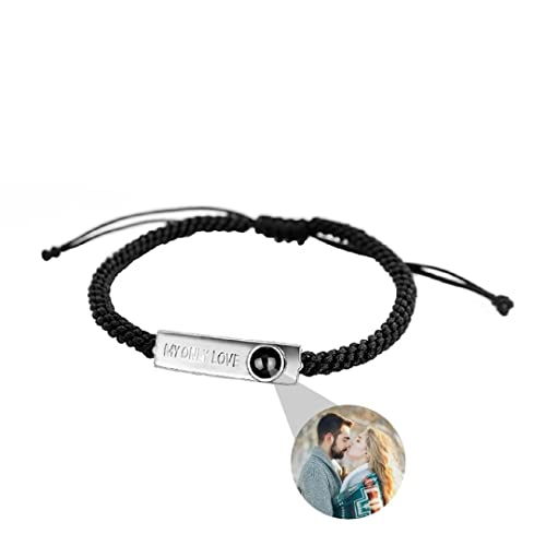 Personalisierte Foto Armband Projektionsarmband mit Bild im Stein Projektion Armband Ich Liebe Dich Armband 100 Sprachen für Damen Herren Denkmal Freundschaft Paar Armband Einstellbar Seilband von Liskanap