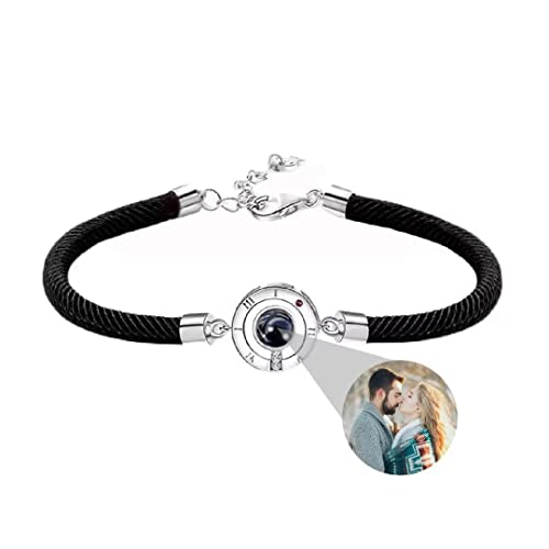 Personalisierte Foto Armband Rund Projektion Armband mit Bild im Stein Paar Armbänder Ich Liebe dich Armband 100 Sprachen für Damen Herren Freundschaft Gedenkfeier Geschenk von Liskanap