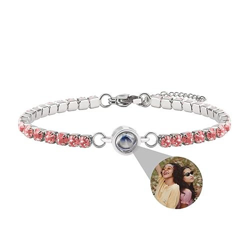 Personalisierte Foto Armband kugel Projektion Armband mit Eigenen Bild im Stein Lupe Foto Armbander Versteckte Ich liebe dich Armband 100 Sprachen für Damen Frauen Freundschaft Edelstahl von Liskanap