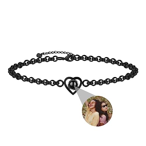 Personalisierte Foto Armband mit Bild Projektion Armband im Stein Herz Ich Liebe dich Armband 100 Sprachen für Damen Frauen Denkmal Weihnachten Freundschaft Geschenk Silber Rose Gold von Liskanap