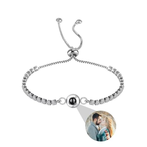 Personalisierte Foto Armband mit Bild Rund Projektion Armband im Stein Ich liebe dich Armband 100 Sprachen für Damen Freunde Jahrestag Weihnachten Gedenkfeier Geschenk Silber RoseGold Schwarz von Liskanap