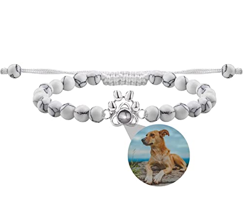 Personalisierte Foto Projektion Armband Benutzerdefinierte Haustier Bild Hund Pfote Armband Runde Perle Ich Liebe Dich Armband 100 Sprachen Memorial Geschenke für Damen Herren von Liskanap