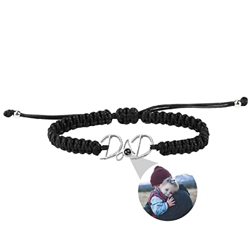 Personalisiertes DAD Foto Armband Projektion Armband mit Bild im Stein Ich Liebe Dich Armband 100 Sprachen für Papa Vater Herren Männer Geburtstag Vatertag Geschenk Verstellbare Seilband von Liskanap