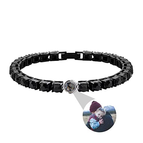 Personalisiertes Foto Armband Projektion Armband mit Bild im Stein Hip Hop Iced Out Ich Liebe Dich Armband 100 Sprachen für Männer Herren Vater Papa Geburtstag Vatertag Geschenk von Liskanap