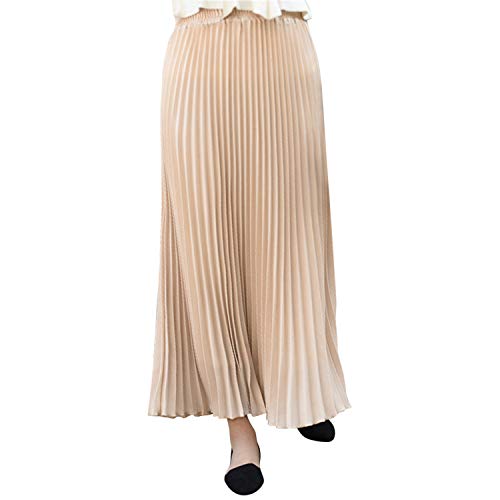 Lisli Damen Plissee Maxi Rock - Lang Falten Swing Faltenrock Mit Hoher Taille, Elastisch, Einfarbig, Ausgestellt für Festlich, Cocktail, Freizeit EU32-38 von Lisli