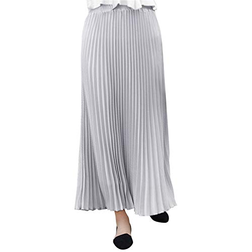 Lisli Damen Plissee Maxi Rock - Lang Falten Swing Faltenrock Mit Hoher Taille, Elastisch, Einfarbig, Ausgestellt für Festlich, Cocktail, Freizeit EU32-38 von Lisli