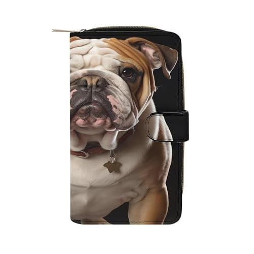 Lismndjs Clutch aus PU-Leder, lange Geldbörse mit Multi-Organizer, Handy, Kreditkartenhalter, dünne Reisetasche, Englische Bulldogge, 19.7x11x3.5cm von Lismndjs