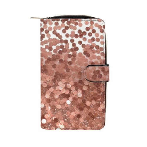 Lismndjs Clutch aus PU-Leder, lange Geldbörse mit Multi-Organizer, Handy, Kreditkartenhalter, dünne Reisetasche, Roségold Glitzer, 19.7x11x3.5cm von Lismndjs