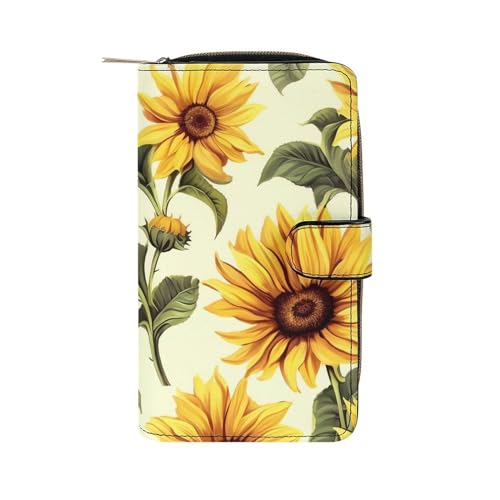 Lismndjs Clutch aus PU-Leder, lange Geldbörse mit Multi-Organizer, Handy, Kreditkartenhalter, dünne Reisetasche, Sommer Sonnenblume, 19.7x11x3.5cm von Lismndjs