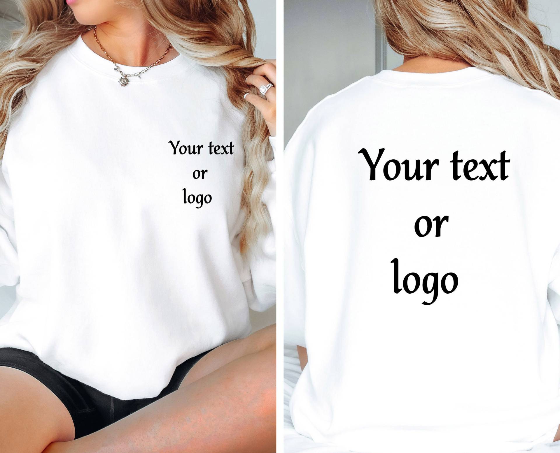 Benutzerdefinierter Text Pullover, Benutzerdefiniertes Sweatshirt, Benutzerdefinierter Hier, Textdruck, Rundhals-Sweatshirt, Logo von LismoreBoutique