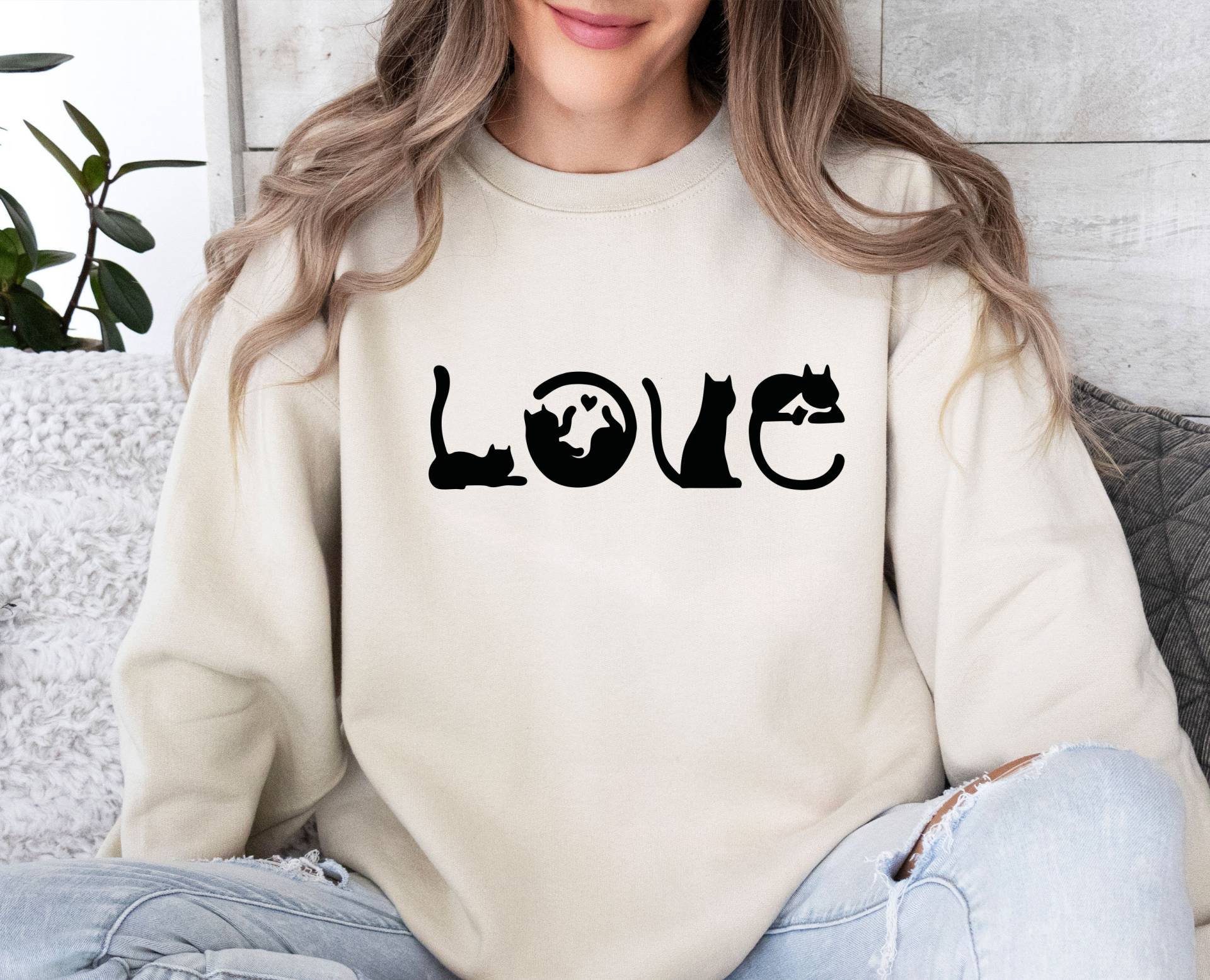 Katzen Sweatshirt, Liebe Pullover, Katzenliebhaber Geschenk, Katzenmama Geschenke, Valentinstag Lustige Katzengeschenke, Katzenbesitzer Geschenk Für von LismoreBoutique