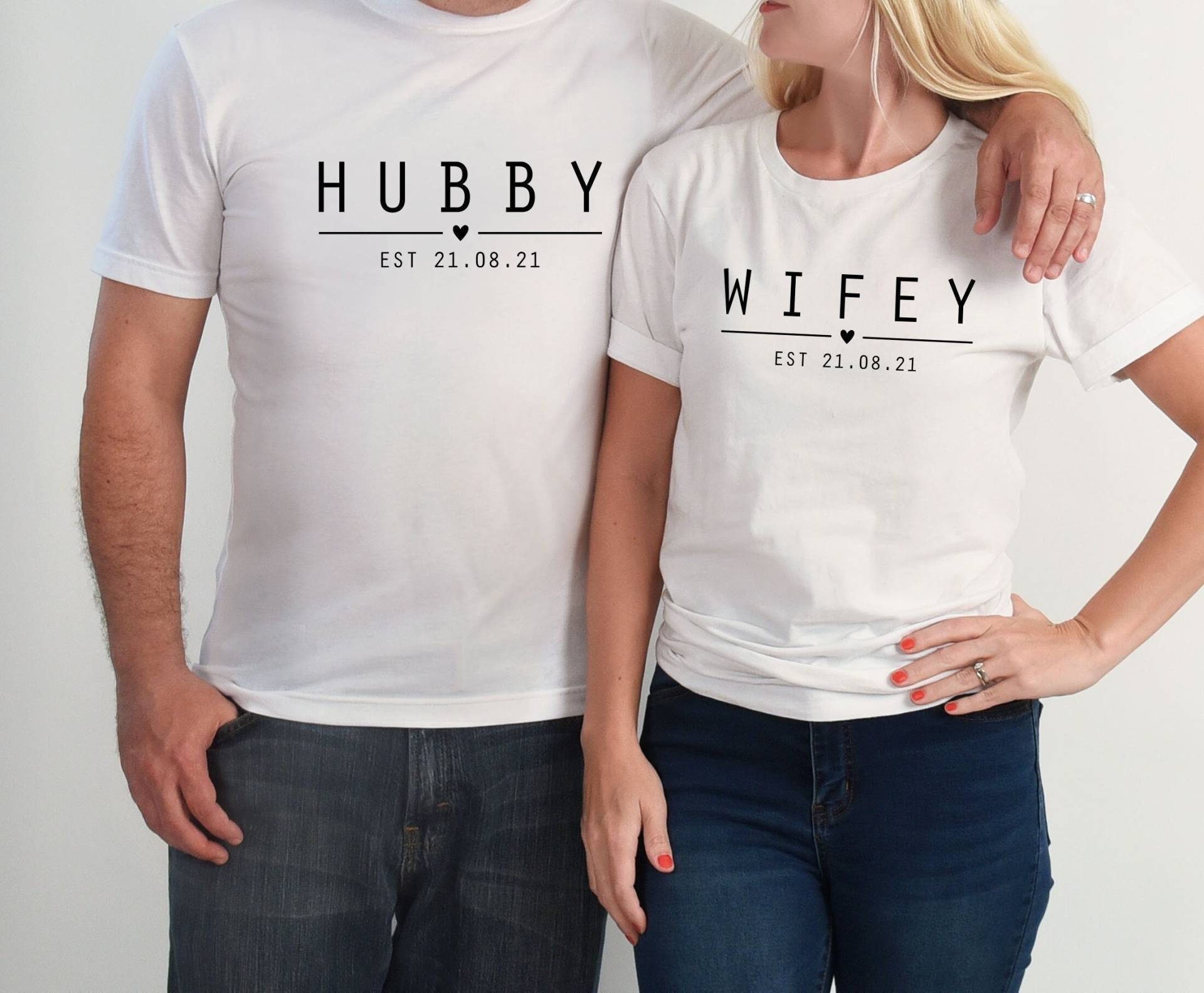 Wifey Hubby T-Shirts, Flitterwochen Shirts, Hochzeit T Shirt, Paare Passendes Tshirt, Ehemann Frau Jungvermählten Shirt von LismoreBoutique