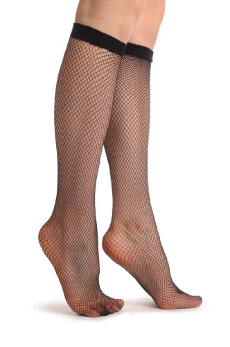 LissKiss Black Fishnet Knee High Socks - Schwarz Socken Einheitsgroesse (37-41) von LissKiss