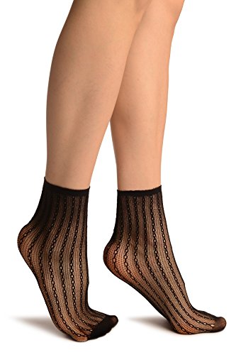 LissKiss Black Keyholes Stripes Lace Socks Ankle High - Schwarz Socken, Einheitsgroesse (37-42) von LissKiss