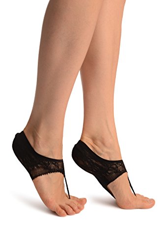 LissKiss Black Stretch Lace Japanese Footies Socks - Schwarz Socken Einheitsgroesse (37-42) von LissKiss