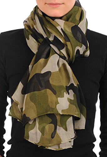 LissKiss Camouflage Unisex Scarf & Beach Sarong - Grün Scarf, Schal Einheitsgroesse - 165cm x 110cm von LissKiss