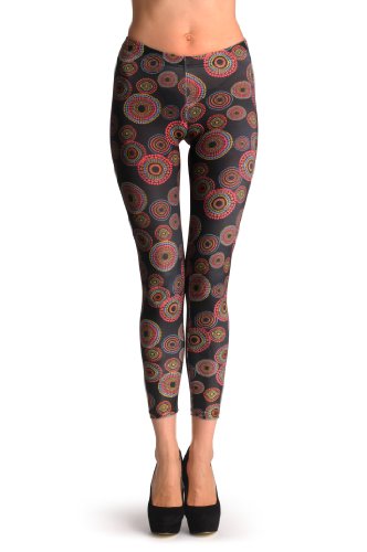 LissKiss Colourful Circles On Black - Mehrfarbig Leggings Einheitsgroesse (34-40) von LissKiss