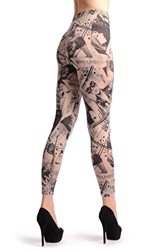 LissKiss Gaga Magazine - Grau Blickdicht Leggings (Strumpfhose Ohne Fuß) Einheitsgroesse (34-42) von LissKiss