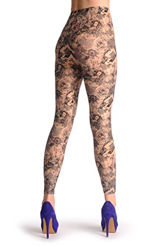 LissKiss Girl with Hat & Roses - Beige Leggings Einheitsgroesse (32-38) von LissKiss