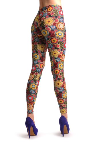 LissKiss Happy Hippie Flowers - Mehrfarbig Leggings Einheitsgroesse (34-38) von LissKiss