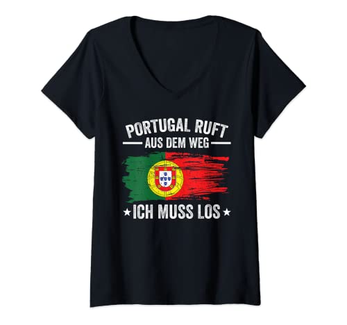 Damen Portugal Portugiesen Lissabon Portugiesische Flagge T-Shirt mit V-Ausschnitt von Lissabon Portugiesen Portugal Geschenkidee