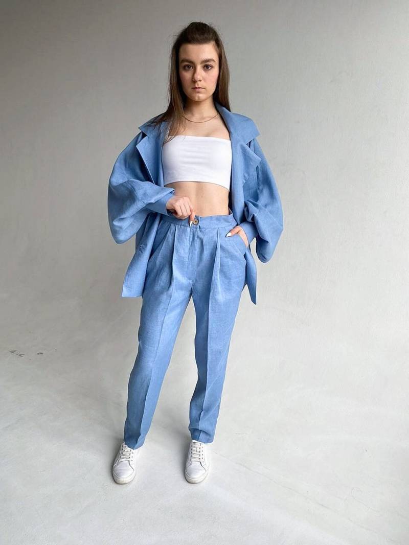 Leinenhose Mit Hoher Taille Verjüngte Hose Kurzem Bein von LissiKids