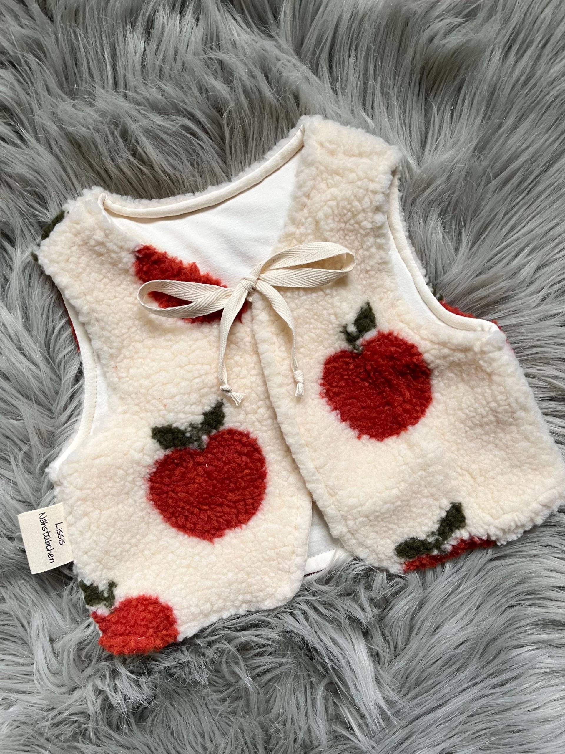 Weste Teddy Apfel Obst Beige von LissisNaehstuebchen