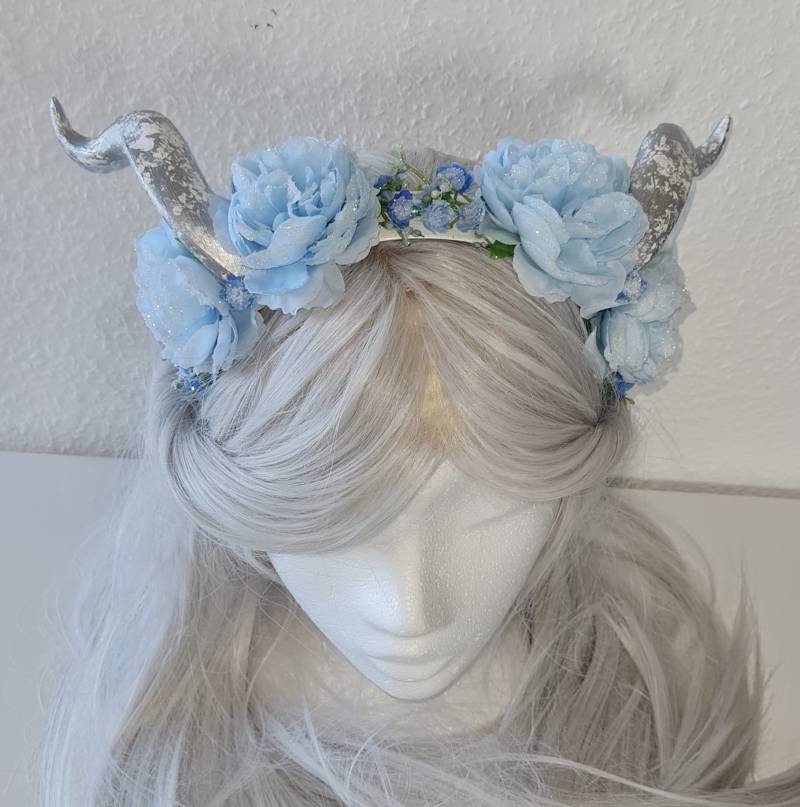 Faunhörner "Frosty", Hörner Weiß/Silber, Verschiedene Blütenfarben, Handgemacht Faunhörner "Frosty", Hörner Weiß/Silber, Verschiedene Blütenfarben, Handgemacht von LissysFantasy