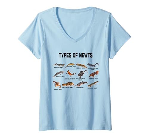 Damen Arten von Molchen Vintage Salamanders Rassen Newt Family T-Shirt mit V-Ausschnitt Damen Arten von Molchen Vintage Salamanders Rassen Newt Family T-Shirt mit V-Ausschnitt von List of Newts Vintage Salamander Family