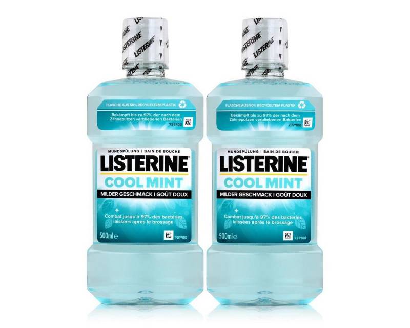 Listerine Mundspülung Listerine Mundspülung Cool Mint 500ml - Milder Geschmack (2er Pack) von Listerine