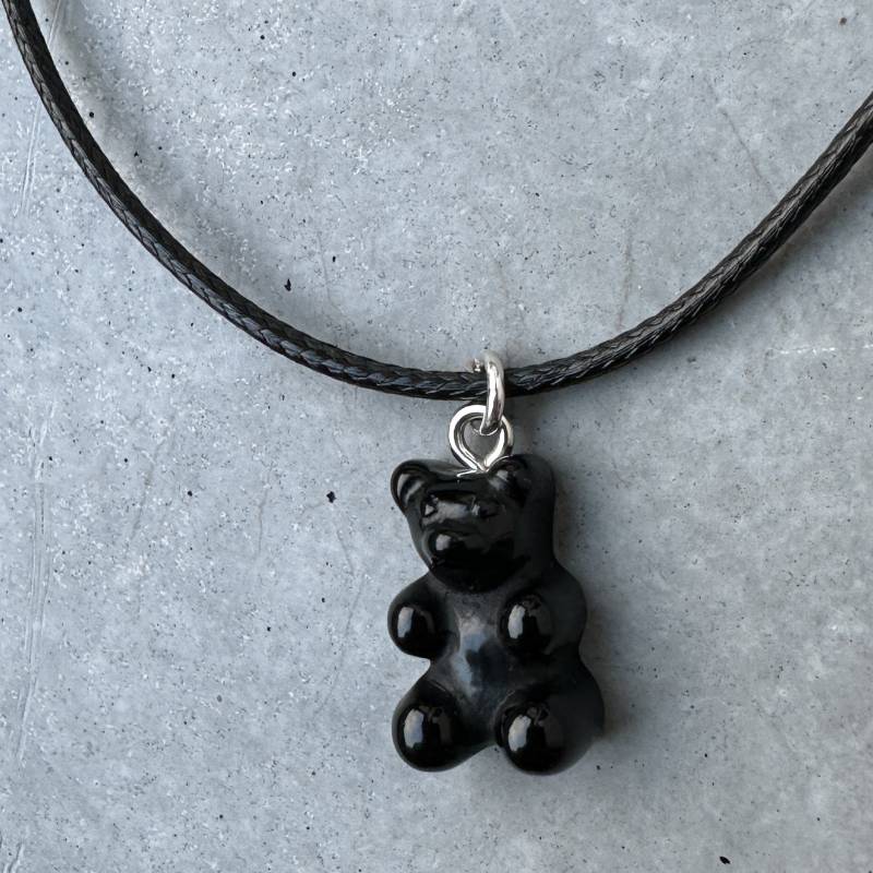 Gummibärchenkette Anhänger Schwarz Resinharz/Gummibär Gothicschmuck Wachs Schnur Halskette Resinschmuck Geschenk Y2K Boho von Lit4Chic