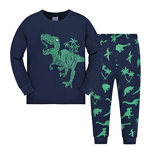 Kinder Jungen Weihnachten Schlafanzüge für Jungen Dinosaurier Nachtwäsche Lange Ärmel Pjs Set für Kinder Kleinkind 4-5 Jahre 5T das Erntedankfest Geschenk von LitBud