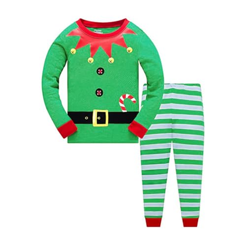 Kinder Jungen Weihnachten Schlafanzüge für Jungen Elf Nachtwäsche Lange Ärmel Pjs Set für Kinder Kleinkind 4-5 Jahre 5T das Erntedankfest Geschenk von LitBud