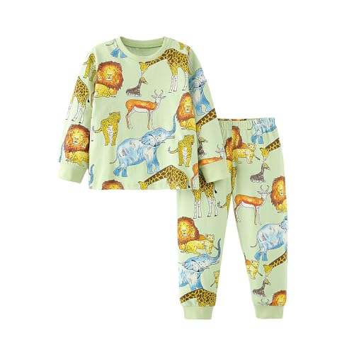 Kleinkind Jungen Weihnachten Schlafanzüge für Jungen Kinder Tier Nachtwäsche Lange Ärmel Pjs Set Sleepwears Größe 3-4 Jahre 4T das Erntedankfest Geschenk von LitBud