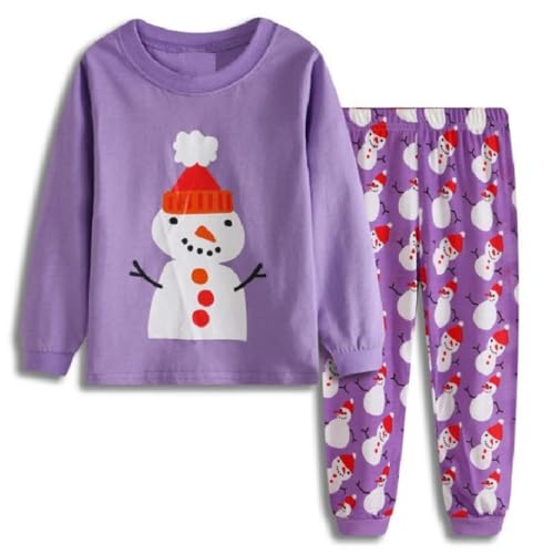 Kleinkind Mädchen Weihnachten Schlafanzüge Schneemann Nachtwäsche 2pcs Lange Ärmel Tops + Hosen Sets für Kinder Größe 2-3 Jahre 3T das Erntedankfest Geschenk von LitBud