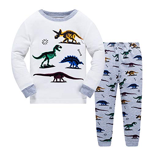 LitBud Ältere Jungen Schlafanzüge für Jungen Kinder Kleinkind Dinosaurier Nachtwäsche Pyjamas Lange Ärmel Pjs Set Größe 6-7 Jahre 7T Weihnachten das Erntedankfest Geschenk von LitBud