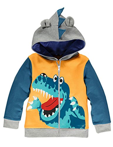 LitBud Kinder Jungen Hoodies für Kleinkind Cartoon Dinosaurier Jurassic World Park Reißverschluss Packaway Weihnachten Jacke Herbst Weihnachten Mantel 3-4 Jahre 110 von LitBud